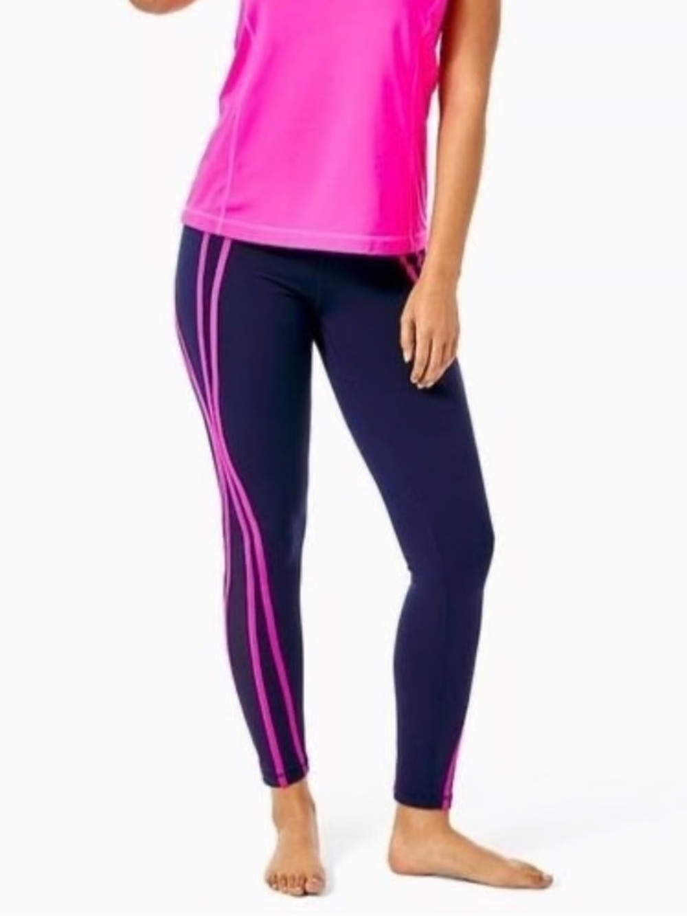 New Lilly Pulitzer Weekender High Rise 26" Leggings True Navy Pink Stripe
